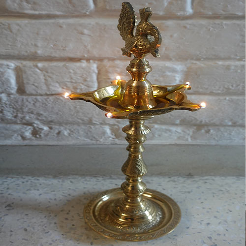 Indian handicraft Brass Diya Peacock Kuthu Vilakku/Inauguration Lamp 14 Handicraft items online