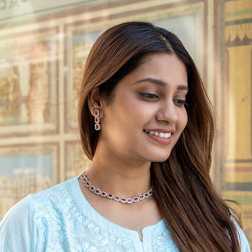 Brass Red American Diamond Jewellery Set Jewellery online singapore